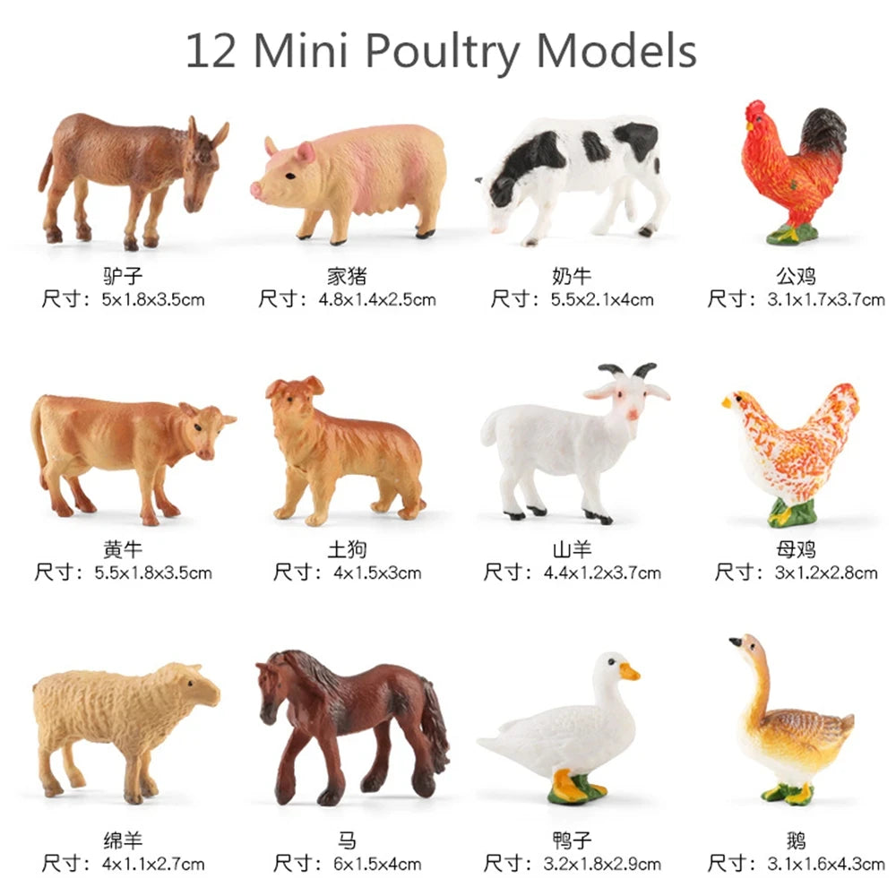 Realistic Solid Animal Toy Model Set
