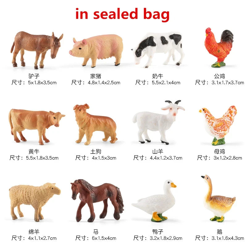 Realistic Solid Animal Toy Model Set