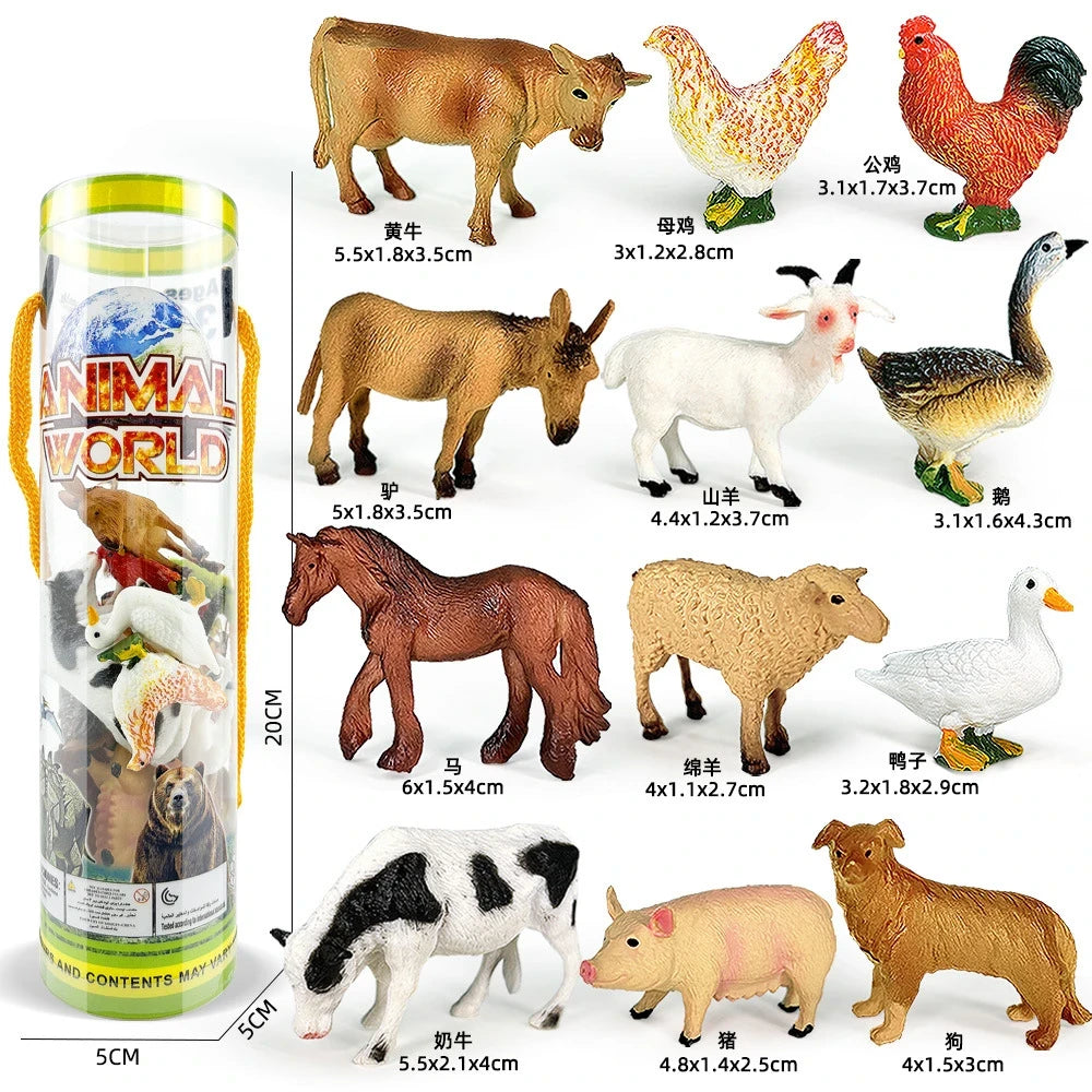 Realistic Solid Animal Toy Model Set