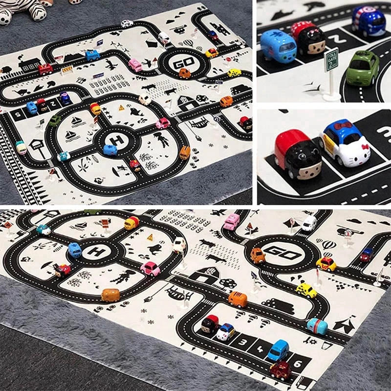 City Traffic Road Map Playmat