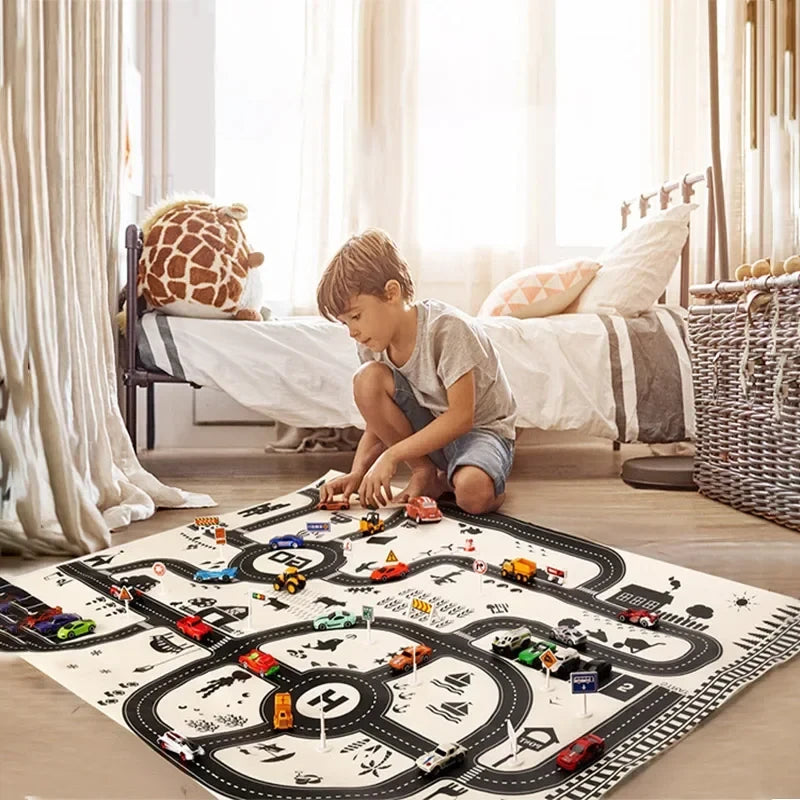 City Traffic Road Map Playmat
