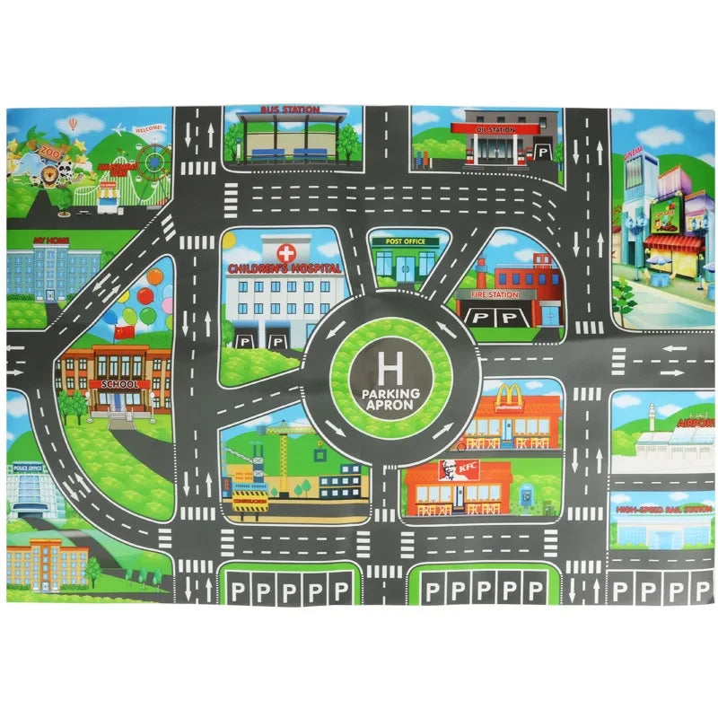 City Traffic Road Map Playmat
