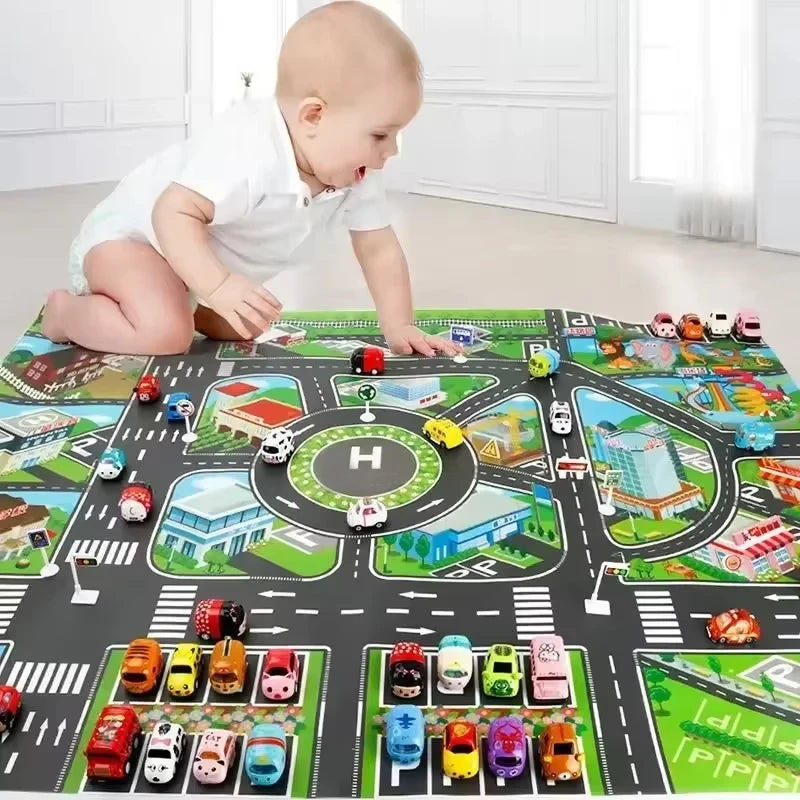 City Traffic Road Map Playmat