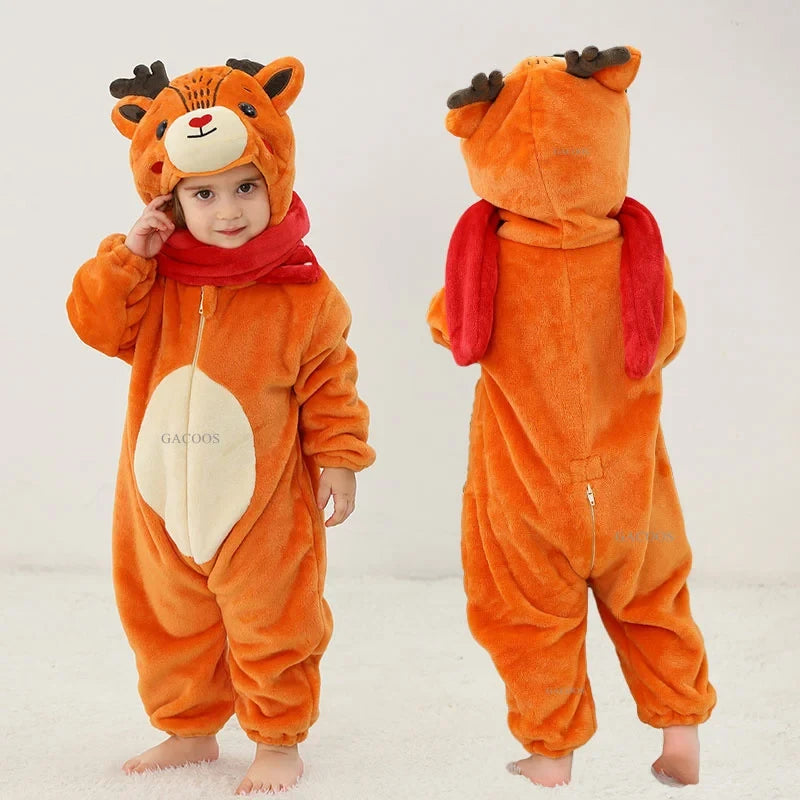 Flannel Animal Baby Costume Jumpsuit