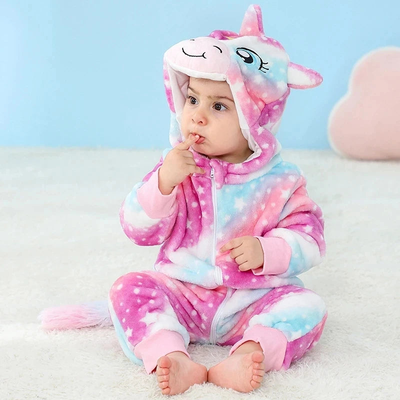 Flannel Animal Baby Costume Jumpsuit