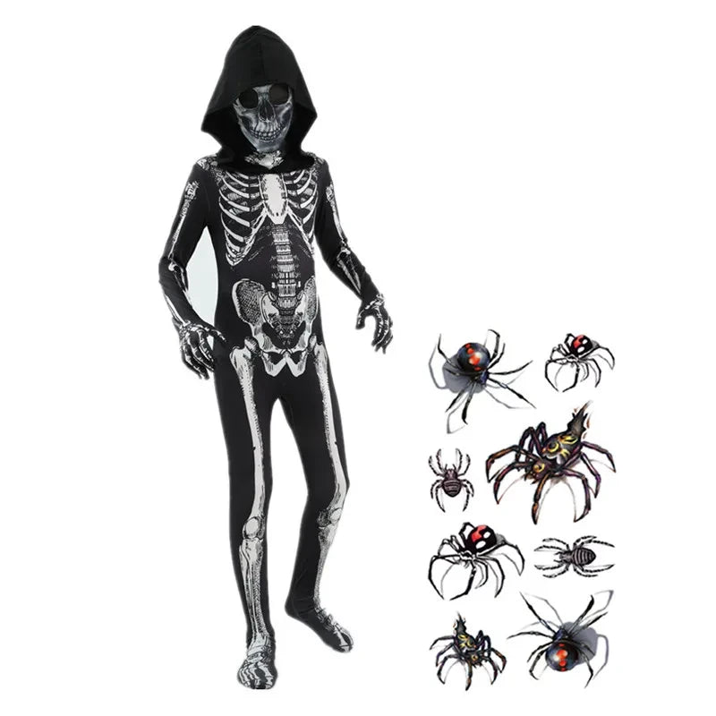 Kids Hooded Skeleton Costume