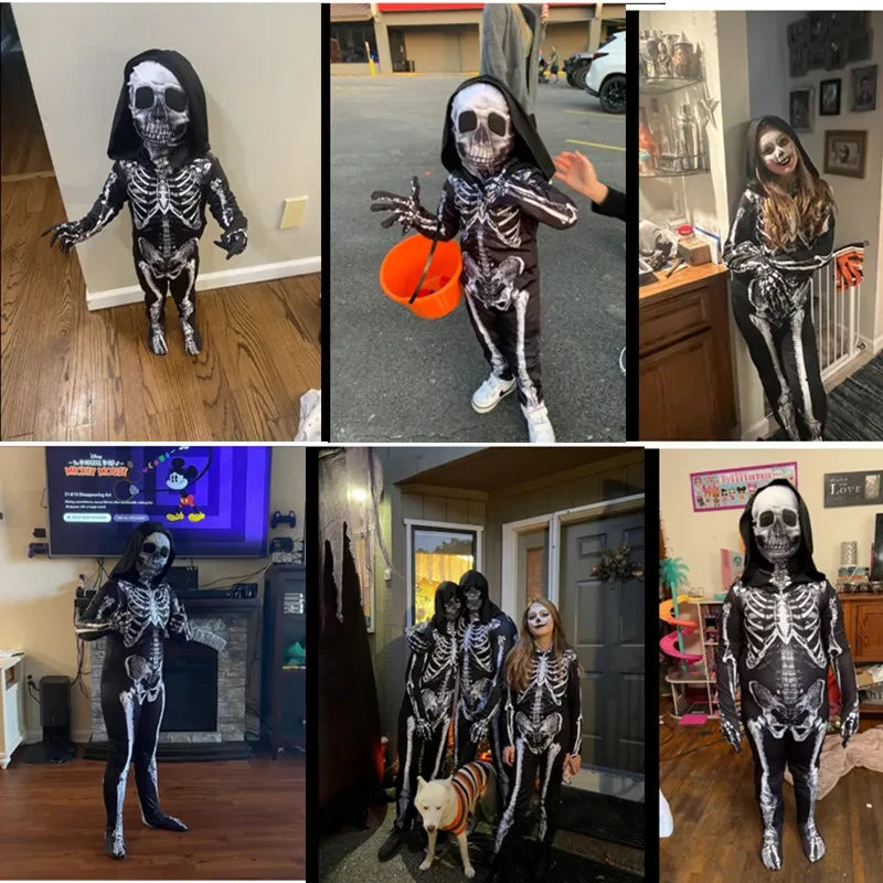 Kids Hooded Skeleton Costume