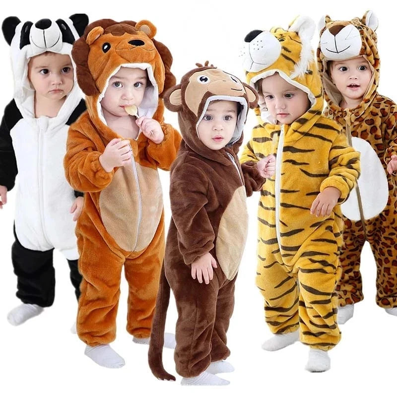 Animal Cartoon Hooded Baby Romper