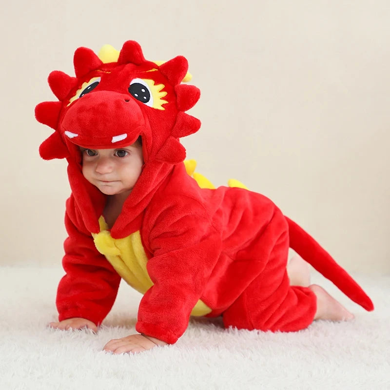 Animal Cartoon Hooded Baby Romper