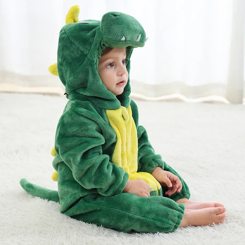 Animal Cartoon Hooded Baby Romper