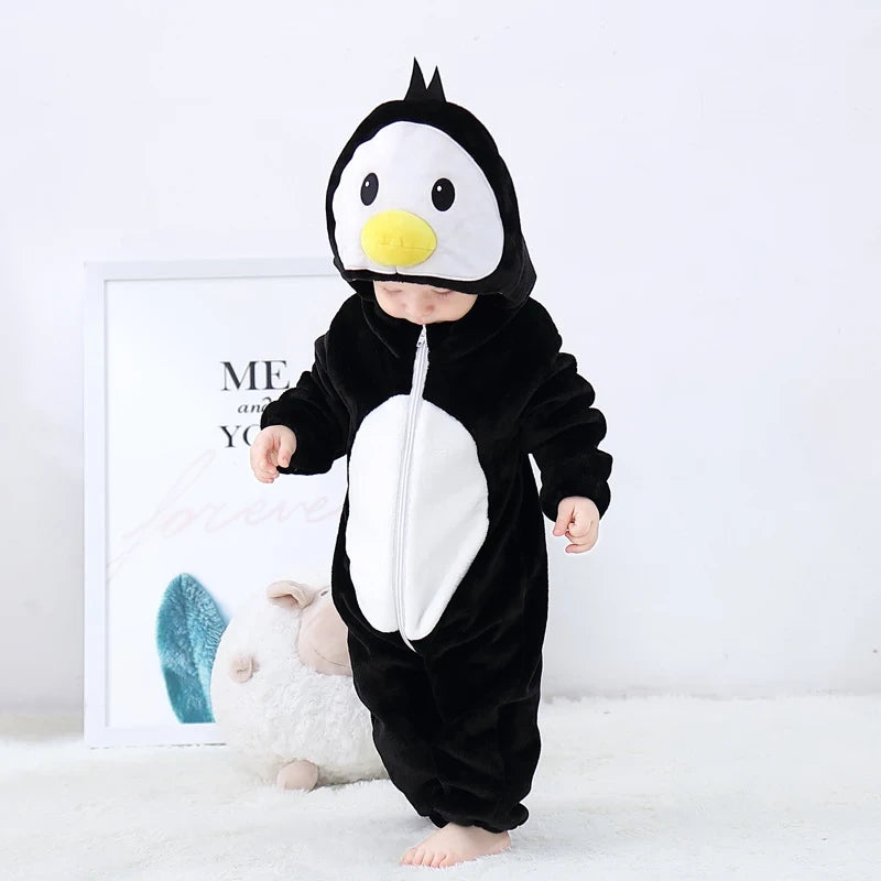 Animal Cartoon Hooded Baby Romper