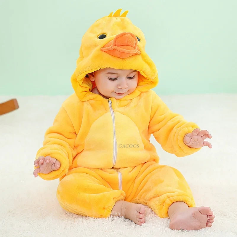 Animal Cartoon Hooded Baby Romper