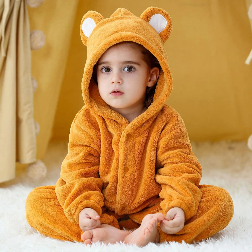 Animal Cartoon Hooded Baby Romper