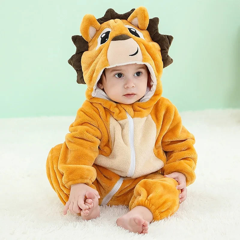 Animal Cartoon Hooded Baby Romper
