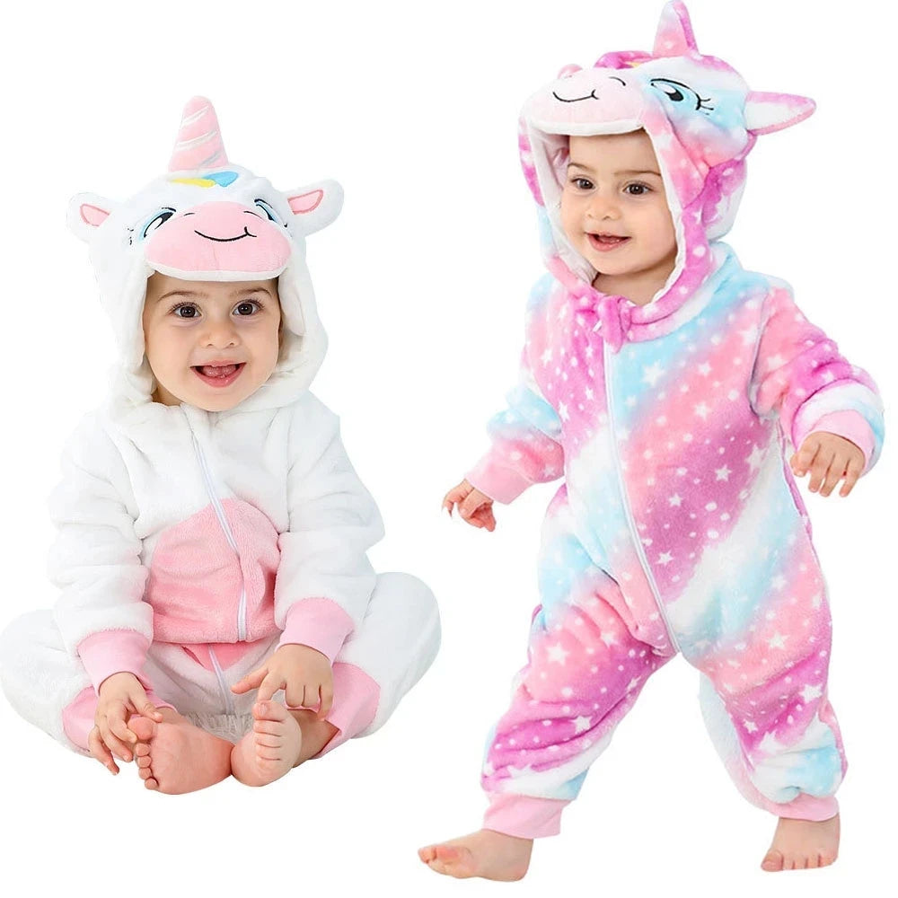Animal Cartoon Hooded Baby Romper