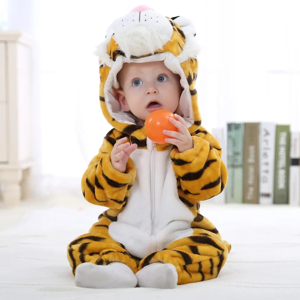Animal Cartoon Hooded Baby Romper